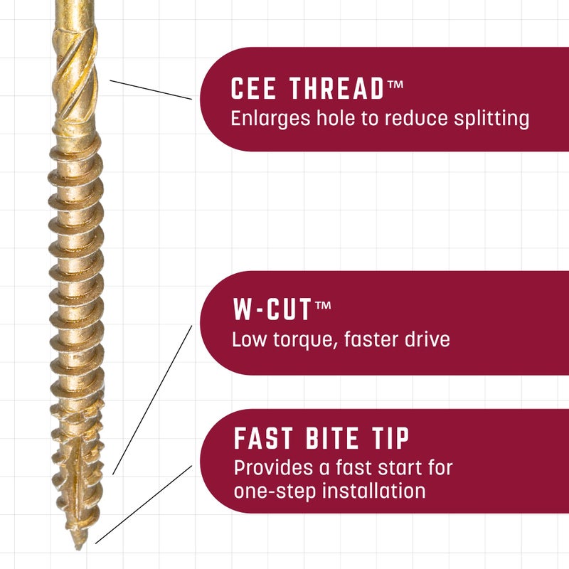 GRK Fasteners R4â„¢ #10 x 4 Inch, Multi-Purpose Framing Screws, 270 PCS, Rust Resistant Climatekâ„¢ Coating, Outdoor Fencing and Deck Screws, Fast Bite Tip, Star Drive Recess, T-25 Bit Included, Gold - Image 3